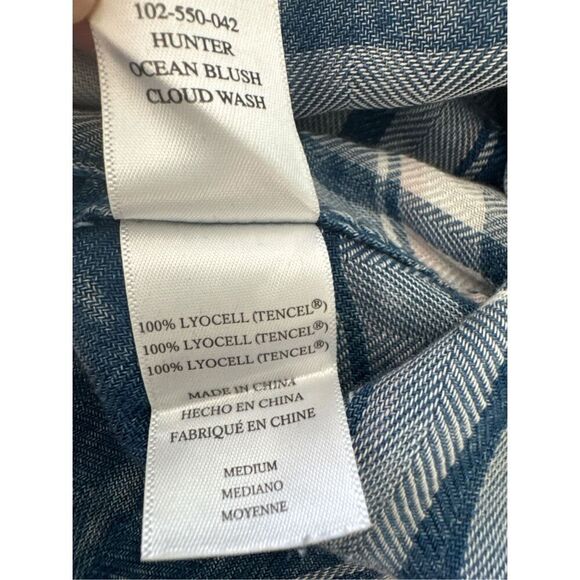 Rails Women's Plaid Cloud Wash Hi-Low Button-up Hunter Shirt Ocean Blush Medium - Picture 6 of 7